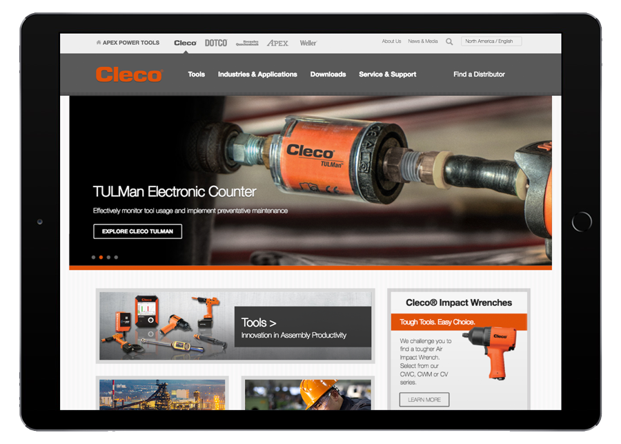 Cleco Power Tools Homepage iPad