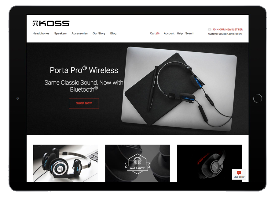 Koss Headphones Homepage iPad