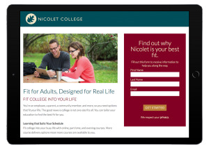 Nicolet College Marketing Homepage iPad
