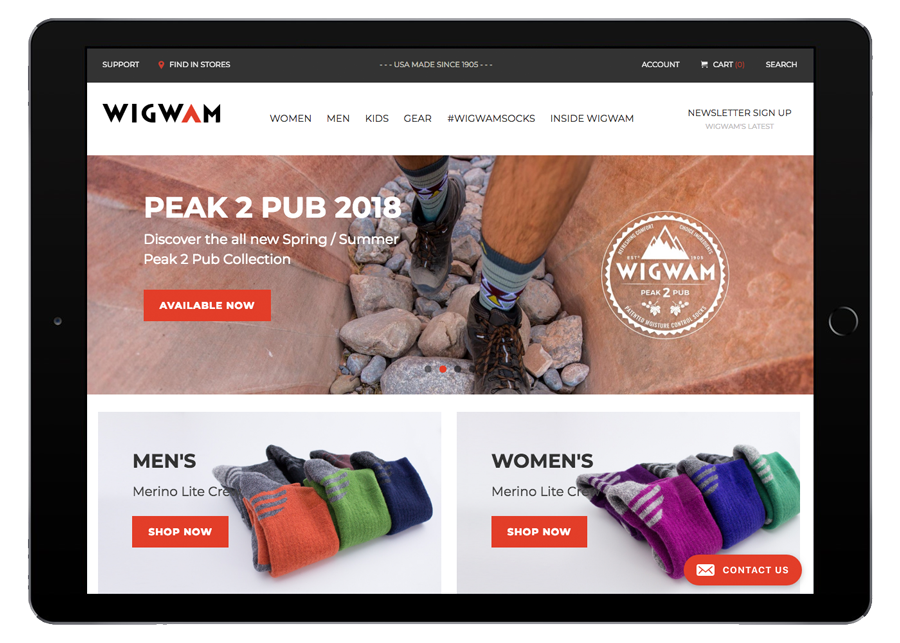 Wigwam Homepage iPad