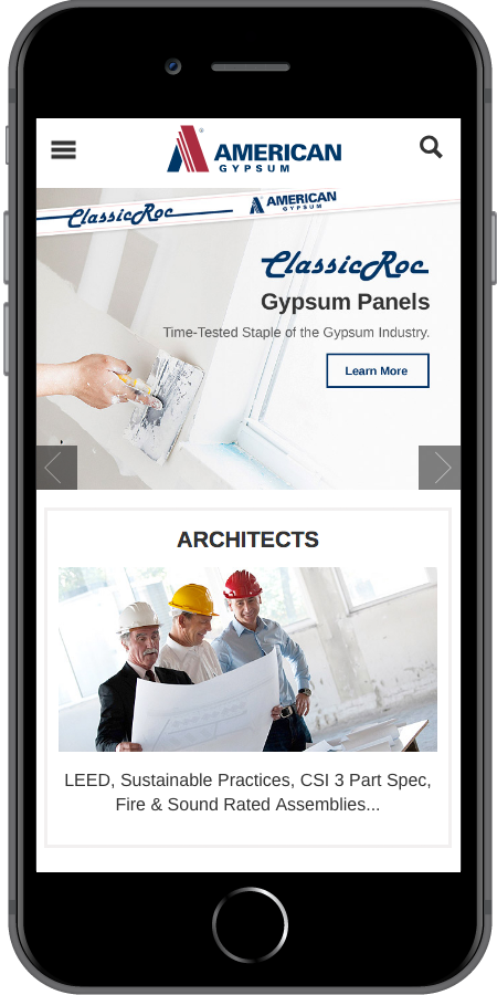 American Gypsum Homepage Mobile