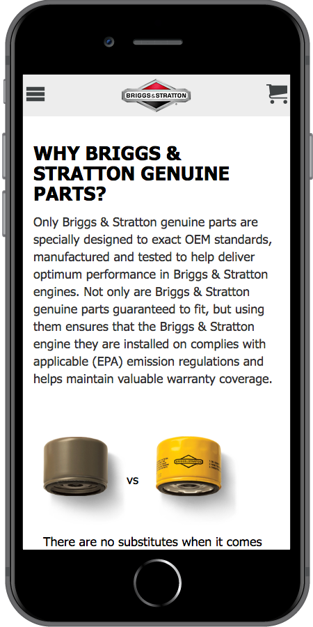 Briggs and Stratton Ecommerce Genuine Mobile