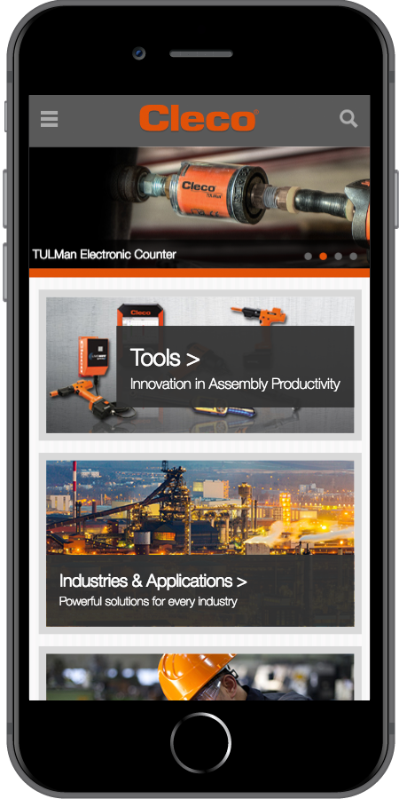 Cleco Power Tools Homepage Mobile
