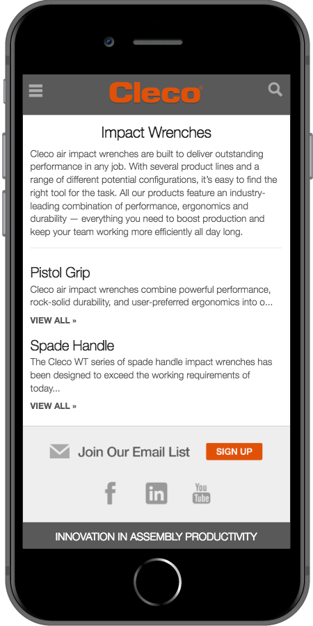 iPhone-Cleco Power Tools Landing Page Mobile