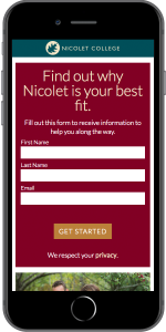 Nicolet College Homepage Mobile
