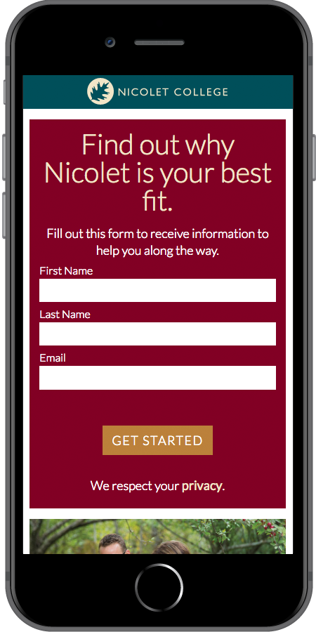 Nicolet College Homepage Mobile