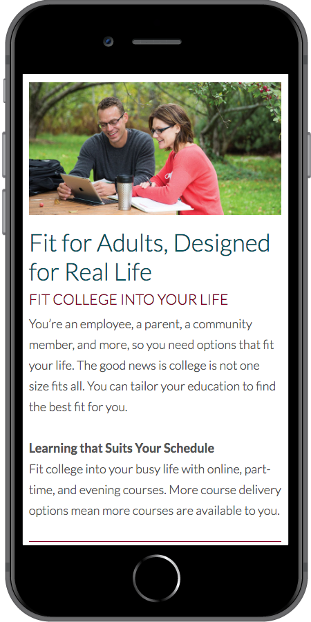 Nicolet College Homepage Mobile2