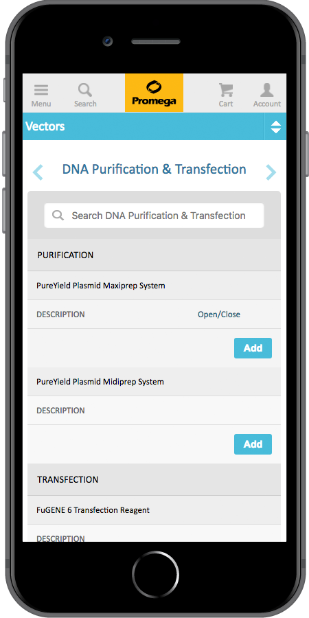 Promega App Purification Page Mobile