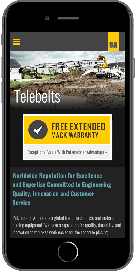 Putzmeister Homepage Mobile