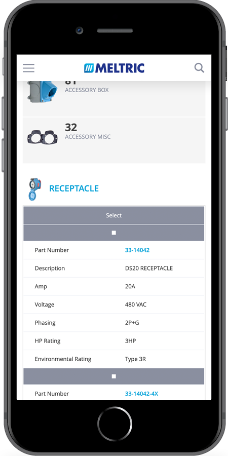 Meltric Selector mobile screenshot