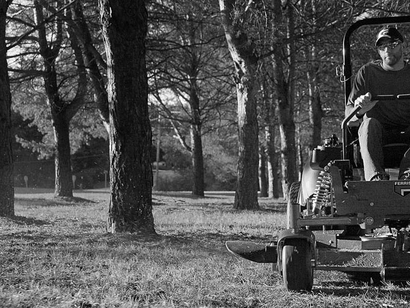 man mowing