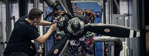 DeltaHawk man working on engine