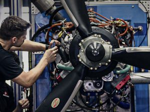 DeltaHawk man working on engine